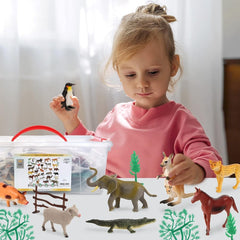 Engage Their Imagination with our 50-Piece Animal Plastic Figures Set! A Jungle of Fun for Toddlers and Kids