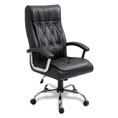 Ergonomic Office Chair for Home Office Desk - Luxurious Leather Bonded Executive Chair with Adjustable Height and High Back Lumbar Support - All Day Comfort, Black