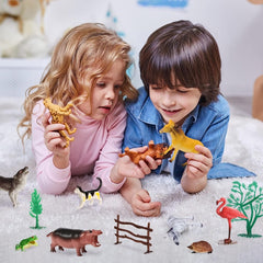 Explore the Animal Kingdom: 100-Piece Plastic Figure Playset with Accessories and Storage Container