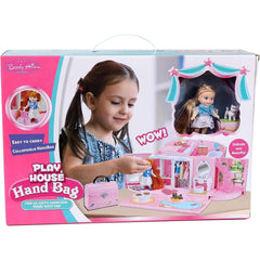 Fold & Go 50-Piece Travel Dollhouse Set with Doll, Furniture, and Accessories in a Portable Carry Case