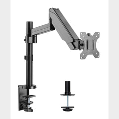 Gas Spring Desk Mount Monitor Stand - Adjustable Height Articulating Arm for 10"-27" LED/LCD/PDP Monitors - VESA 100x100 and 75x75 Compatible - 16 lb Capacity - Single Arm