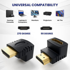 HDMI Angled Adapter - Enhance Your Connection 4K@60Hz, 1080p, Ultra HD, 2 Pack