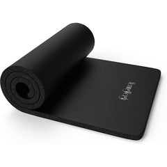 HemingWeigh 1-Inch Thick Non-Slip Yoga Mat for Home Workouts - Black