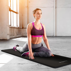 HemingWeigh 1-Inch Thick Non-Slip Yoga Mat for Home Workouts - Black