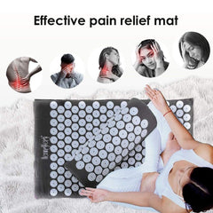 HemingWeigh Acupressure Massage Mat and Pillow Set with Bag for Pain Relief - Gray