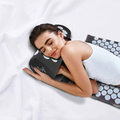 HemingWeigh Acupressure Massage Mat and Pillow Set with Bag for Pain Relief - Gray