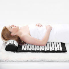 HemingWeigh Acupressure Mat and Pillow Set - Stress Relief (Black) - Includes Carry Bag