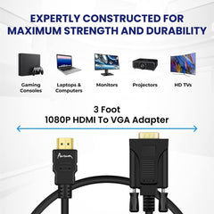 High-Definition HDMI to VGA Cable for Monitors - Crystal Clear 1080P Connection