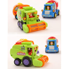 IQ Toys Push & Play Vehicles for Toddlers - 3-Pack Friction Powered City Construction Playset