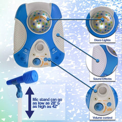 Karaoke Disco Light Adjustable Mic & Speaker Stand - Blue