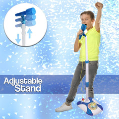 Karaoke Disco Light Adjustable Mic & Speaker Stand - Blue