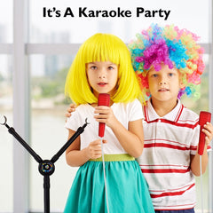 Kids Double Karaoke Mic with Music, Sing-Along, and Disco Lights - Compatible with iPods, Smartphones & MP3 Players