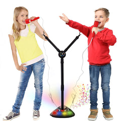 Kids Double Karaoke Mic with Music, Sing-Along, and Disco Lights - Compatible with iPods, Smartphones & MP3 Players