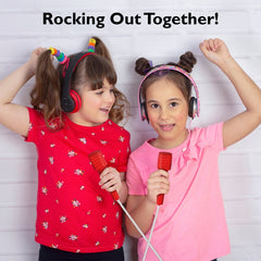 Kids Double Karaoke Mic with Music, Sing-Along, and Disco Lights - Compatible with iPods, Smartphones & MP3 Players