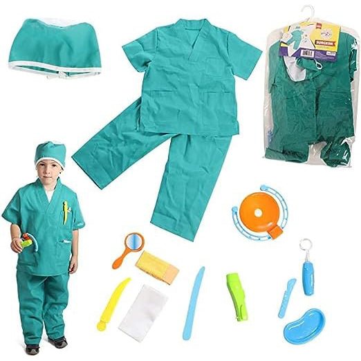 Kids' Pretend Play Doctor Costume Set for Ages 3-7 - Role Play Outfits Veterinarian, Nurse, Surgeon