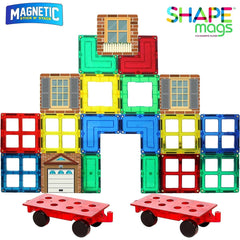 Magnetic Building Tiles - Shapemags 42-Piece Set with Windows and Doors | Award-Winning STEM Educational Toy