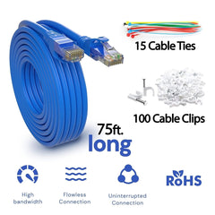 MAXLIN CABLE 75ft Cat6 Ethernet Cable - High-Speed Internet Cable for Gaming and Networking