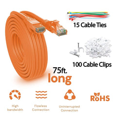 MAXLIN CABLE 75ft Cat6 Ethernet Cable - High-Speed Internet Cable for Gaming and Networking