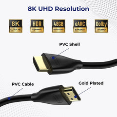 MAXLIN CABLE High-Speed HDMI Cable 2.1 - Gaming HDMI Cord - Ultra-Fast Data Transfer - 48Gbps 28AWG - Advanced Features - Compatible with Various Devices