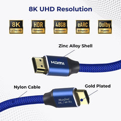 MAXLIN CABLE High-Speed HDMI Cable 2.1 - Gaming HDMI Cord - Ultra-Fast Data Transfer - 48Gbps 28AWG - Advanced Features - Compatible with Various Devices