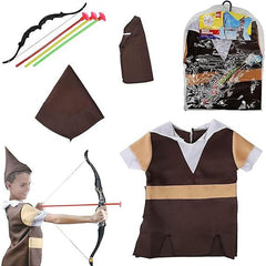 Medieval Archer Pretend Play Costume for Kids Ages 3-7 with Accessories