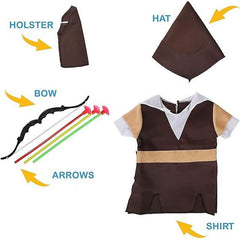 Medieval Archer Pretend Play Costume for Kids Ages 3-7 with Accessories