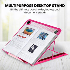 Mesh Laptop Stand and Book Holder - Portable, Adjustable, and Ventilated