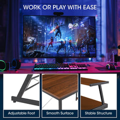 Modern L-Shaped Gaming Desk with Monitor Shelf - Perfect for Small Spaces