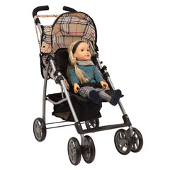 Mommy & Me Doll Stroller Swiveling Wheels with Free Carriage Bag 9351A Beige Plaid