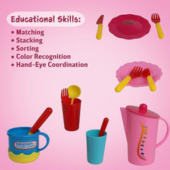 Mommy & Me My First Play Dishes with Drainer - 28 Piece Set | Pretend Play Kitchen Toy