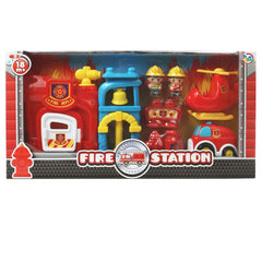 Play 2 Grow Fire Station Playset for Kids - Complete 8-Piece Firehouse Rescue Kit