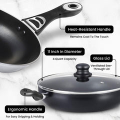 Premium 11-Inch Nonstick Frying Pan for Induction Cooking