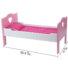 Premium 18 Inch Doll Bed with Bedding Set - Fits American Girl Dolls