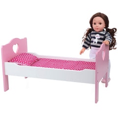 Premium 18 Inch Doll Bed with Bedding Set - Fits American Girl Dolls