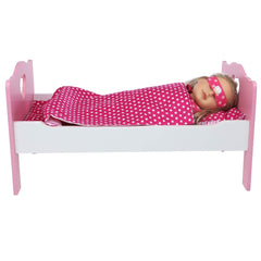 Premium 18 Inch Doll Bed with Bedding Set - Fits American Girl Dolls