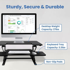 Premium 36-Inch Adjustable Standing Desk Converter for Home and Office - Enhance Productivity and Comfort