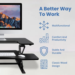 Premium 36-Inch Adjustable Standing Desk Converter for Home and Office - Enhance Productivity and Comfort