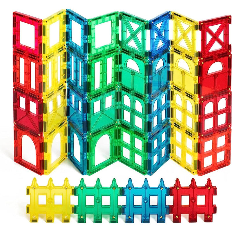 Premium 36-Piece Magnet Building Tiles Set for Creative Construction - STEM Educational Magnetic Blocks