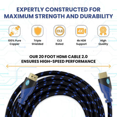 Premium 4K HDMI Cable for Ultimate Entertainment - High-Speed, Gold-Plated Connectors, and Lifetime Warranty