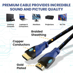 Premium 4K HDMI Cable for Ultimate Entertainment - High-Speed, Gold-Plated Connectors, and Lifetime Warranty