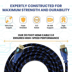 Premium 4K HDMI Cable for Ultimate Entertainment - High-Speed, Gold-Plated Connectors, and Lifetime Warranty