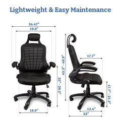 Premium Mesh Ergonomic Office Chair with Lumbar Support - High Back, Adjustable, Breathable | Ideal for Home Office, Study, Gaming, Black