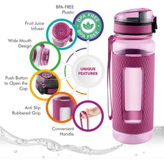 Premium Swig Savvy Sports Water Bottle with Wide Mouth and Leakproof Lid - 25oz