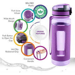 Premium Swig Savvy Sports Water Bottle with Wide Mouth and Leakproof Lid - 25oz