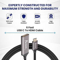 Premium USB C to HDMI Cable for 4K Streaming - Connect Your Devices to HD Displays with Ease