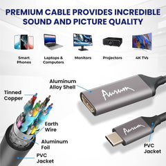 Premium USB C to HDMI Cable for 4K Streaming - Connect Your Devices to HD Displays with Ease