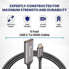 Premium USB C to HDMI Cable for 4K Streaming - Connect Your Devices to HD Displays with Ease