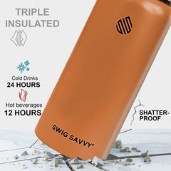 Premium Vacuum Insulated Stainless Steel Water Bottle - 32oz - Includes 2 Leak-Proof Lids and Protective Sleeve