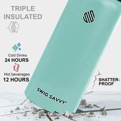 Premium Vacuum Insulated Stainless Steel Water Bottle - 32oz - Includes 2 Leak-Proof Lids and Protective Sleeve