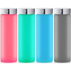 Reusable Glass Water Bottles - 17 oz Set of 4 - Leakproof Stainless Steel Caps- Wide Mouth, Ideal for Juices, Smoothies, and Hydration Eco-Friendly